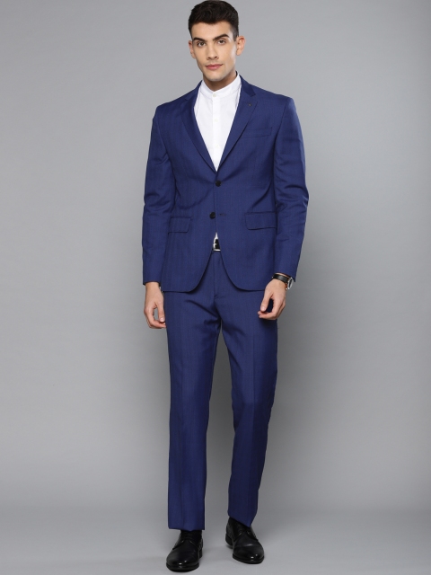 

Louis Philippe Men Blue Self Checked Single-Breasted Slim Fit Formal Suit