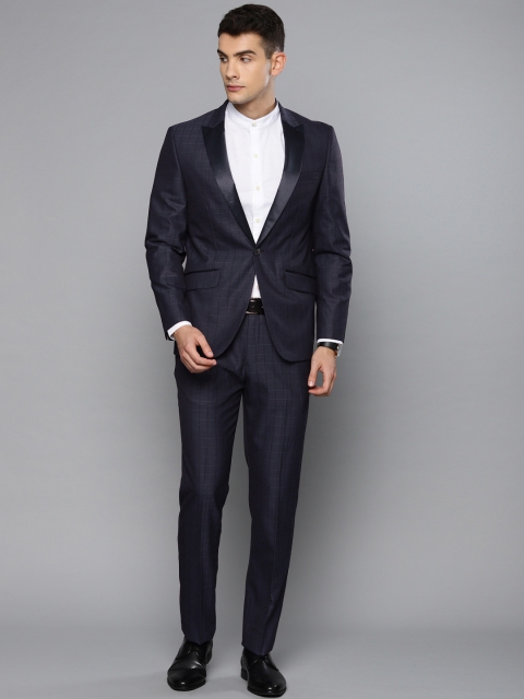 

Louis Philippe Navy Blue & Black Self Checked Slim Fit Single-Breasted Suit