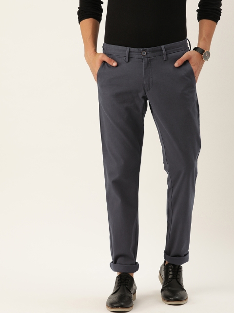 

Allen Solly Men Charcoal Grey Smart Slim Fit Self Design Regular Trousers
