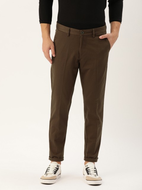 

Allen Solly Sport Men Brown Cropped Fit Solid Regular Trousers