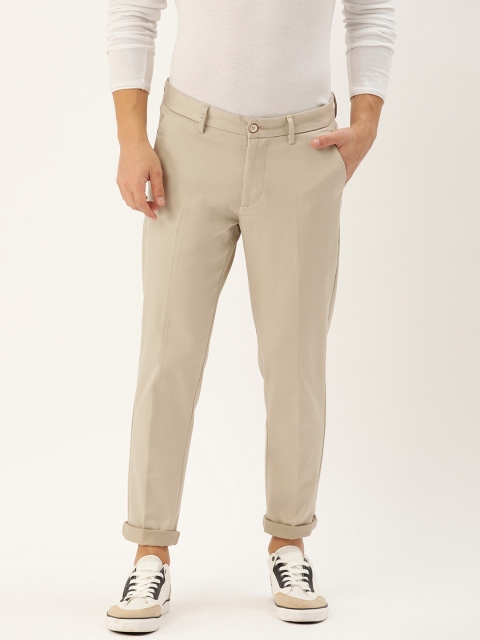 

Allen Solly Sport Men Beige Slim Cropped Fit Solid Regular Trousers