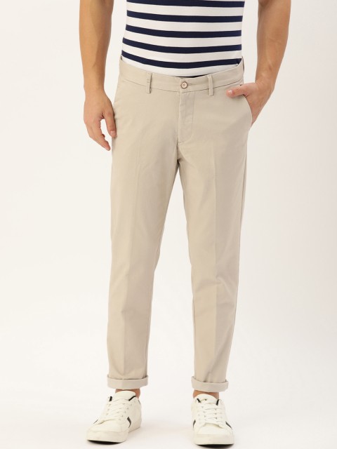 

Allen Solly Sport Men Beige Cropped Fit Solid Regular Trousers