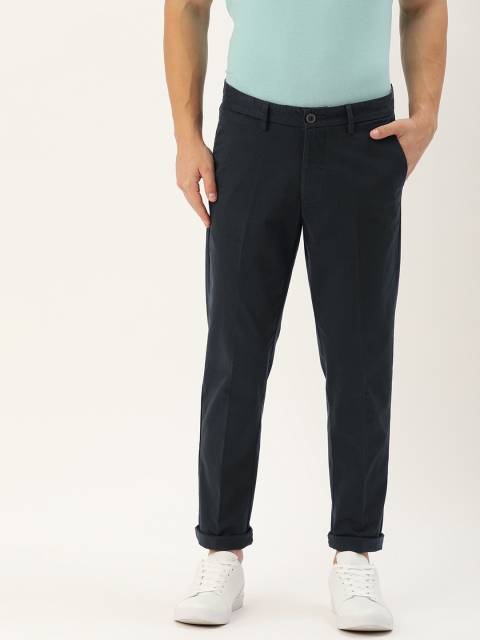 

Allen Solly Sport Men Navy Blue Slim Cropped Fit Solid Chinos