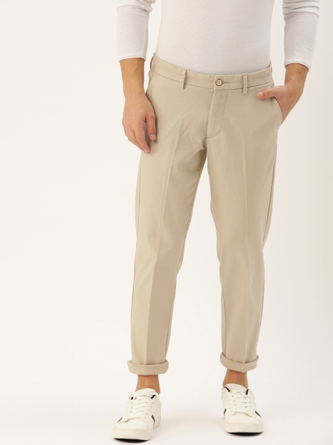 

Allen Solly Sport Men Beige Slim Cropped Fit Self Design Regular Trousers