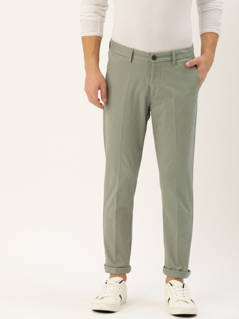 

Allen Solly Sport Men Green Slim Cropped Fit Solid Chinos