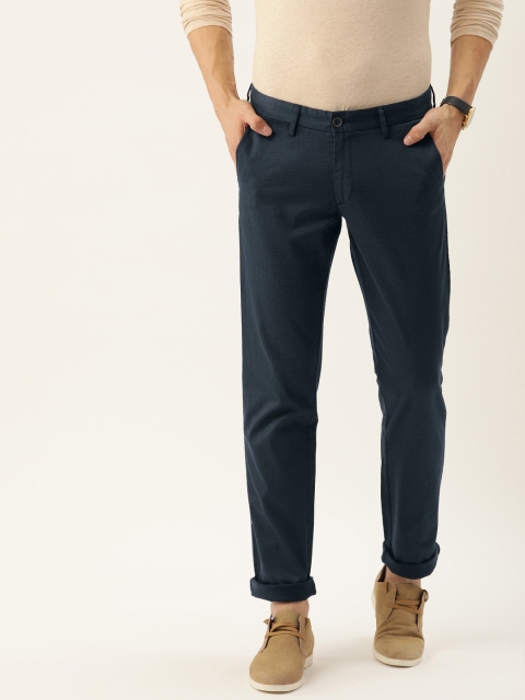 

Allen Solly Men Navy Blue Smart Slim Fit Micro Striped Regular Trousers