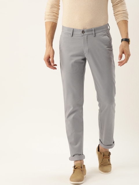

Allen Solly Men Grey Smart Slim Fit Printed Regular Trousers