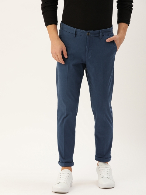 

Allen Solly Sport Men Navy Blue Wimbledon Cropped Fit Checked Regular Trousers