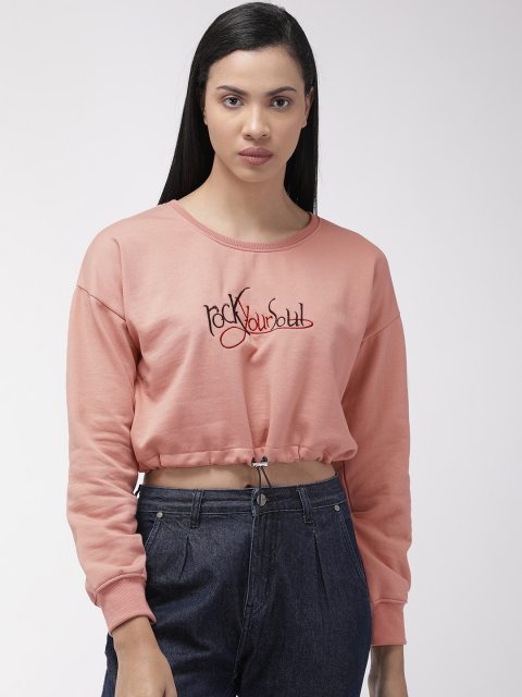 

Fort Collins Women Pink Embroidered Cropped Sweatshirt