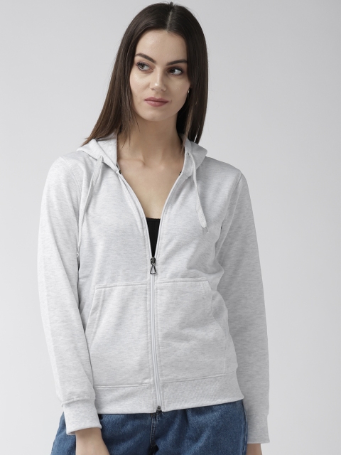 

Fort Collins Women Grey Melange Solid Hooded Sweatshirt
