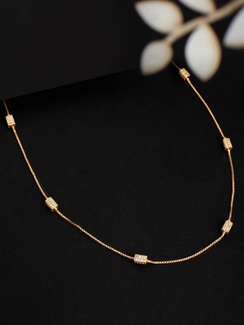 

Rubans Women Gold-Toned & White Zircon Studded Chain