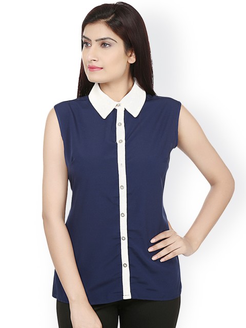 

Bhama Couture Navy Slim Fit Shirt, Navy blue