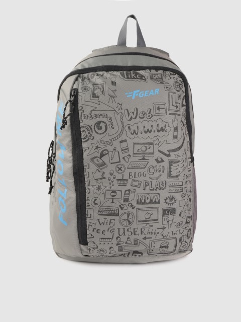 

F Gear Unisex Grey & Black Printed Laptop Backpack