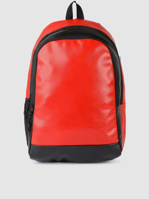 

F Gear Unisex Red & Black Solid Castle Art Leather Backpack