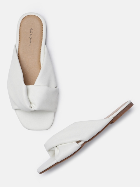 

Mast & Harbour Women White Solid Open Toe Flats