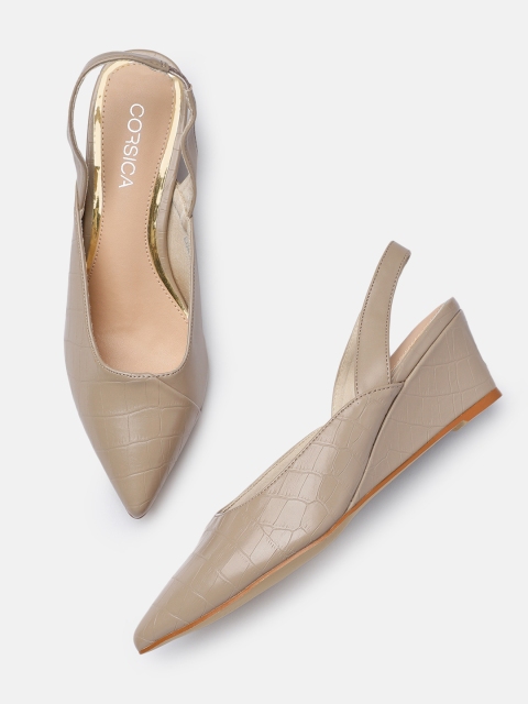 

CORSICA Women Taupe Croc Textured Pumps
