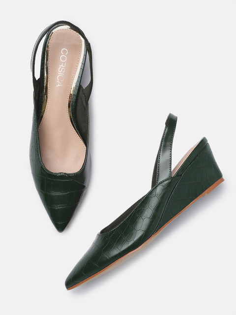 

CORSICA Women Green Croc Textured Pumps