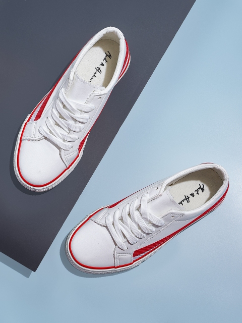 

Mast & Harbour Women White & Red Striped Sneakers