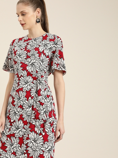 

her by invictus Women Maroon Floral Printed Sheath Dress