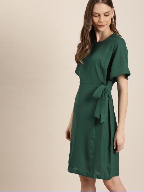 

her by invictus Women Green Solid A-Line Dress