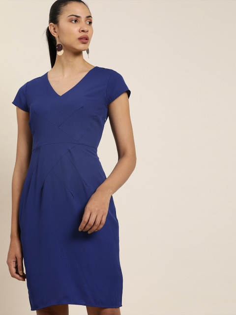 

her by invictus Women Blue Solid Sheath Dress