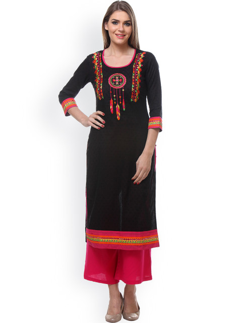 

Varanga Black Embroidered Kurta