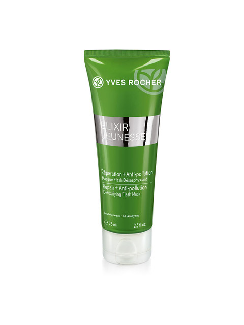 

Yves Rocher Elixir Jeunesse Repair + Anti-Pollution Detoxifying Sustainable Flash Mask 75 ml, Green