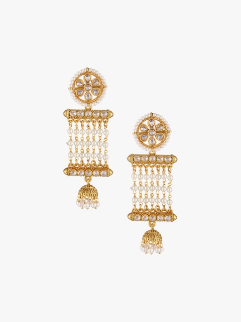 

Adwitiya Collection Gold-Toned Dome Shaped Jhumkas