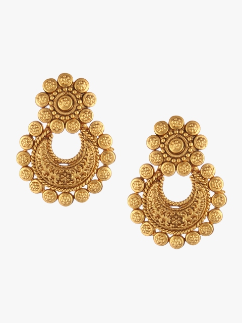 

Adwitiya Collection Gold-Toned Crescent Shaped Chandbalis