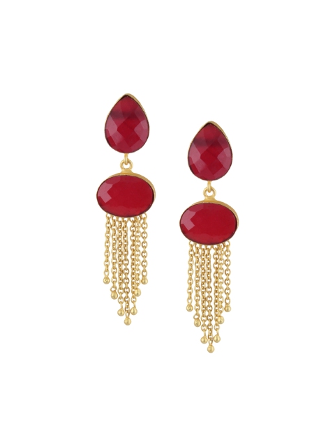 

Adwitiya Collection Red & Gold-Toned Geometric Drop Earrings