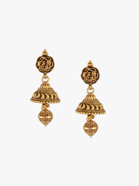 

Adwitiya Collection Gold-Toned Dome Shaped Jhumkas