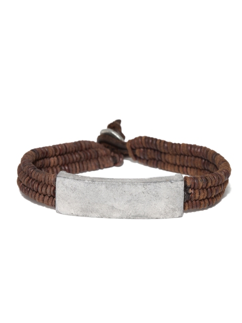 

Unknown by Ayesha Men Brown & Silver-Toned Bracelet