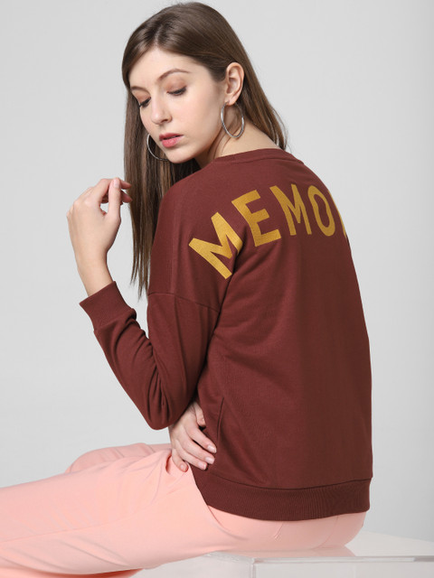 

Vero Moda Women Rust Red Solid Embroidered Sweatshirt