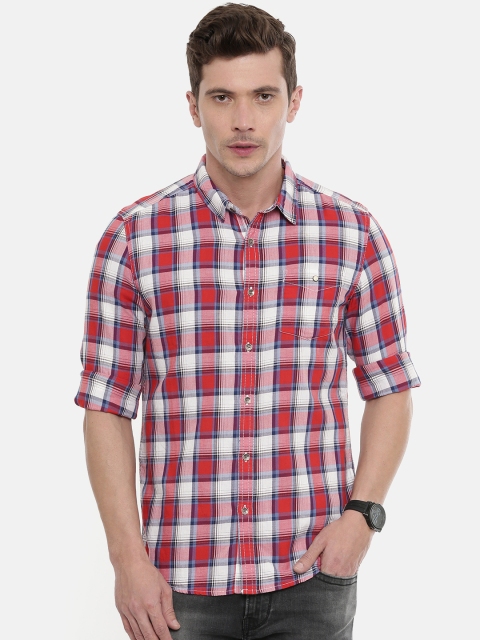 

Pepe Jeans Men Red & White Slim Fit Checked Casual Shirt