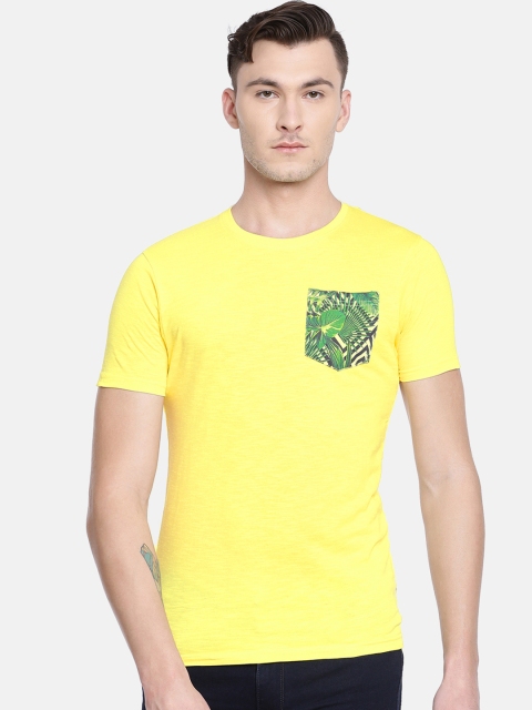 

Pepe Jeans Men Yellow Slim Fit Solid Round Neck Pure Cotton T-shirt