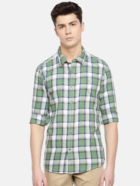 

Pepe Jeans Men Green & White Slim Fit Checked Casual Shirt