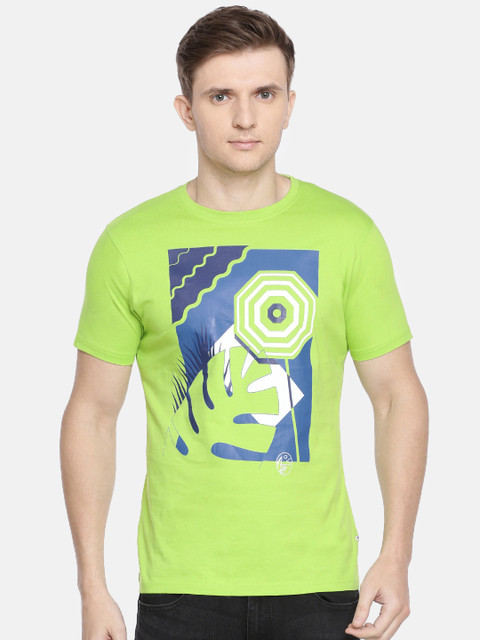 

Pepe Jeans Men Green Slim Fit Printed Round Neck Pure Cotton T-shirt