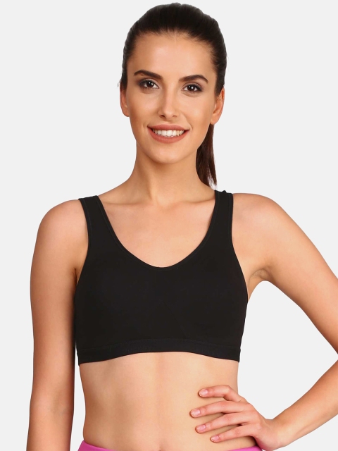 

Jockey Active Black Slip-On Solid Non-Wired Non Padded Bra