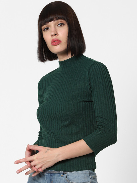 

ONLY Women Teal Green Solid Styled Back Top