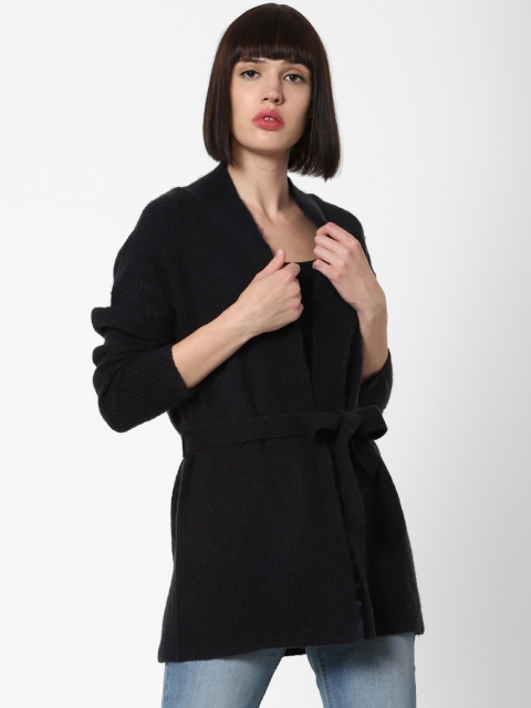 

ONLY Women Black Solid Front-Open Sweater