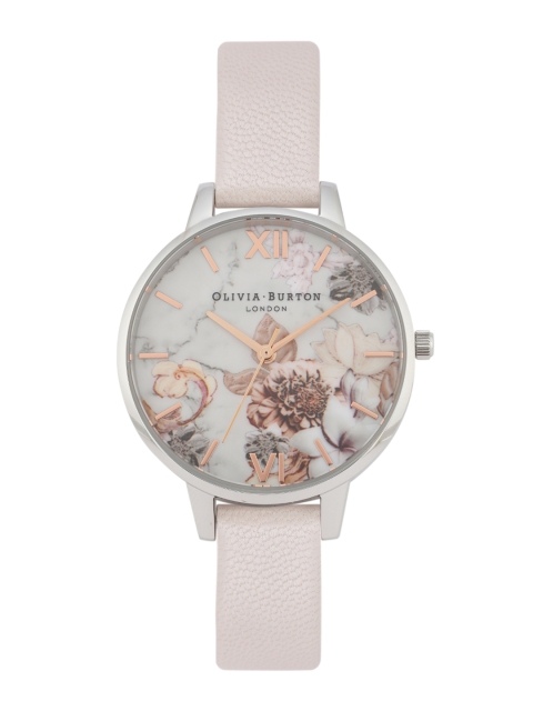 

OLIVIA BURTON LONDON Women White Leather Analogue Watch, Multi