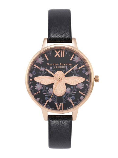 

OLIVIA BURTON LONDON Women Black Leather Analogue Watch