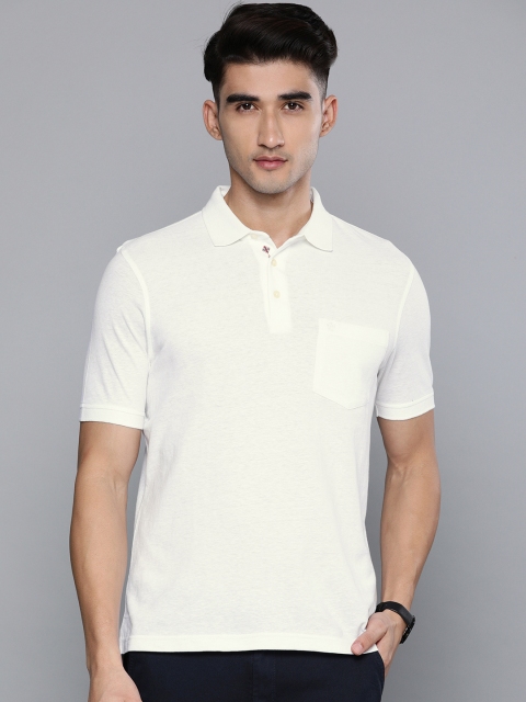 

Louis Philippe At Leisure Men White Solid Tailored Fit Polo Collar T-shirt