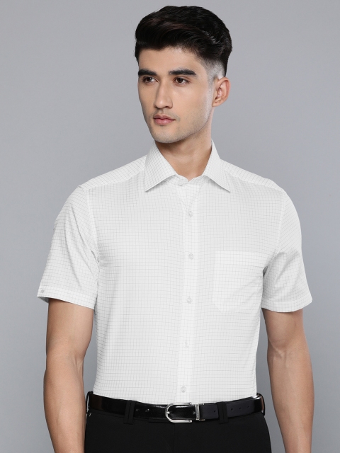 

Louis Philippe Men White & Grey Classic Regular Fit Checked Formal Shirt
