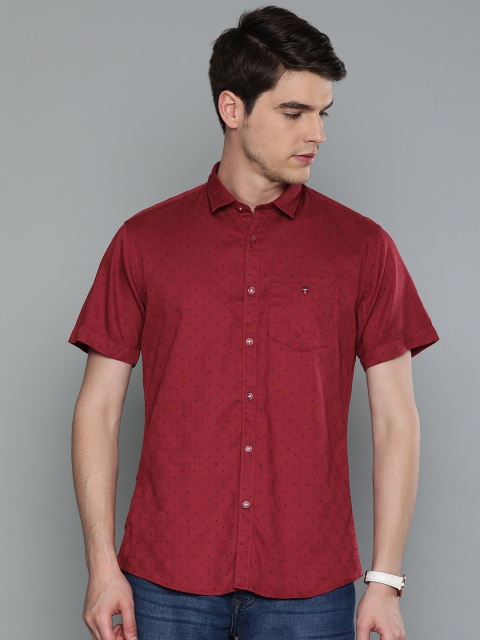 

Louis Philippe Sport Men Maroon & Navy Blue Slim Fit Printed Casual Shirt