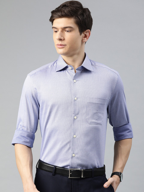 

Louis Philippe Men Blue Classic Regular Fit Self Design Formal Shirt