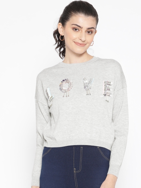 

ONLY Grey Melange Embellished Detail Pullover