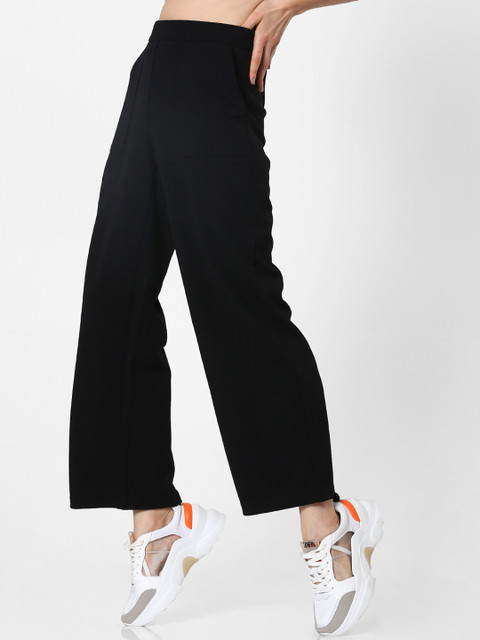 

ONLY Women Black Flared Solid Regular Trousers