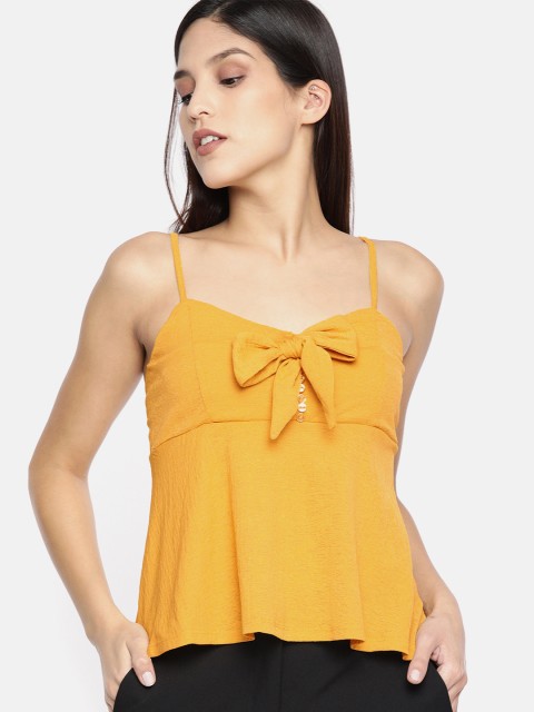 

ONLY Women Mustard Yellow Solid A-Line Top