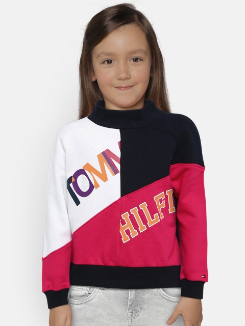 

Tommy Hilfiger Girls Navy Blue & Pink Colourblocked Sweatshirt